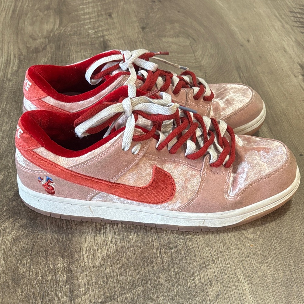 Velvet Pink and Red Sneakers
